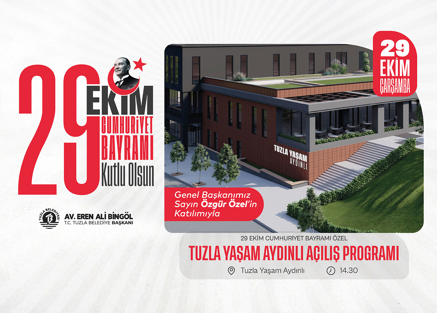  “Tuzla Yaşam Aydınlı” 29 Ekim’de Özgür Özel’in katılımıyla açılıyor