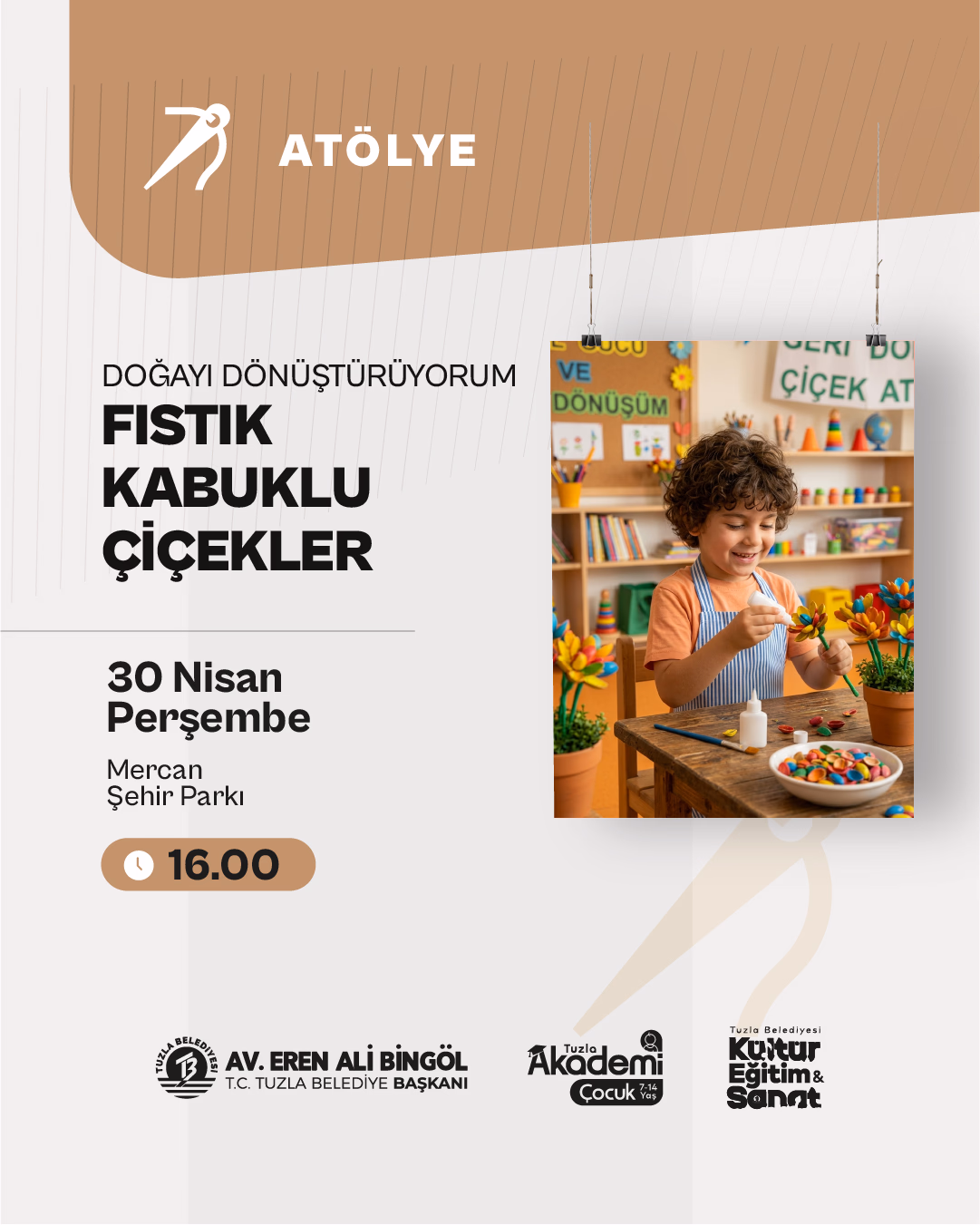 Atölye: Doğayı Dönüştürüyorum "Fıstık Kabuklu Çiçekler"