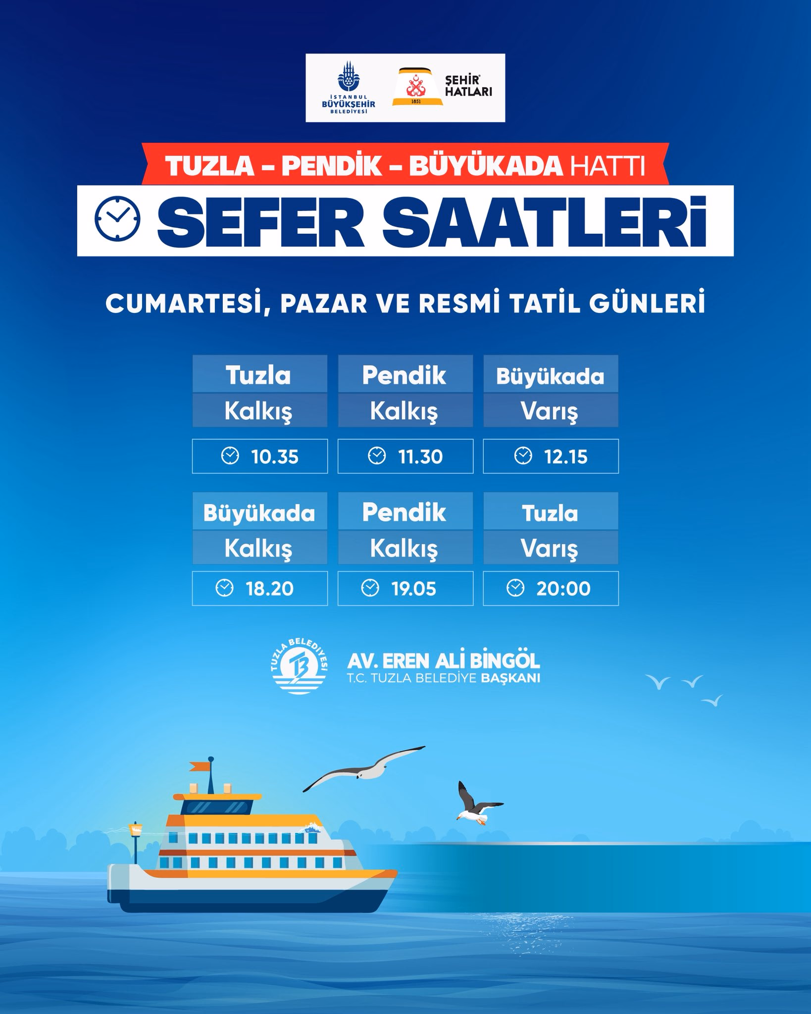 Tuzla’dan Büyükada’ya vapur seferleri devam ediyor!