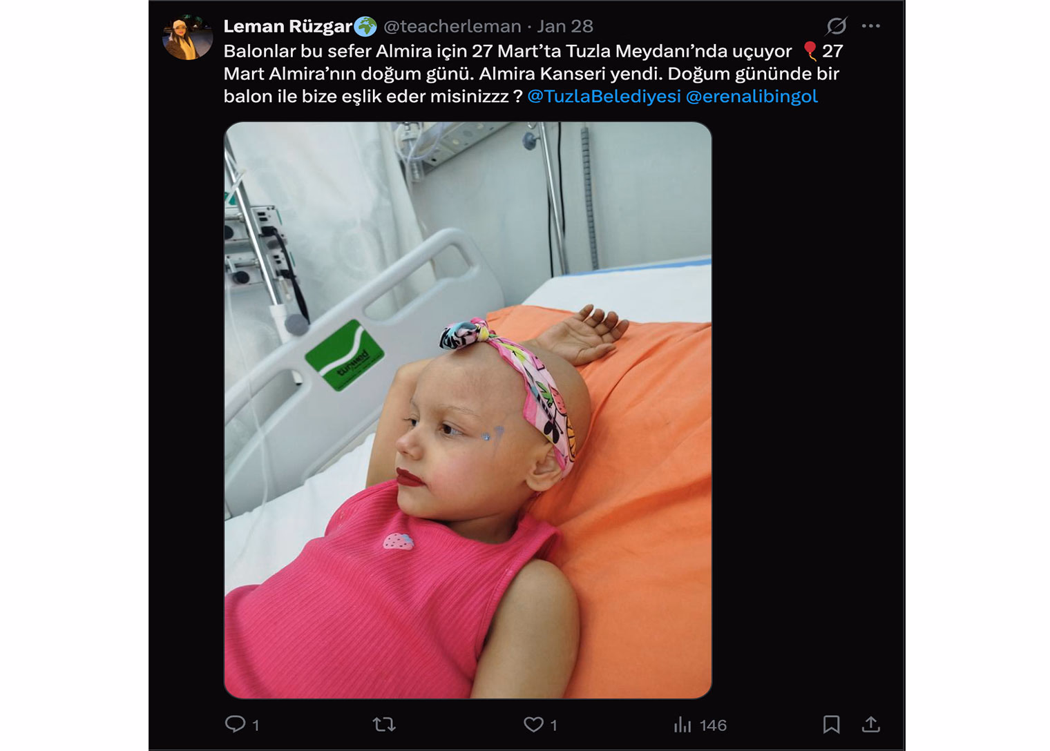 22 Mart’ta balonlar Almira için gökyüzüne bırakılacak - Görsel 1