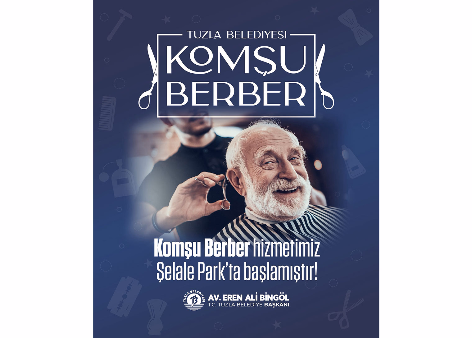 Tuzla Belediyesi’nin ücretsiz berber hizmeti “Komşu Berber” Şelale Park’ta hizmete devam ediyor - Görsel 1