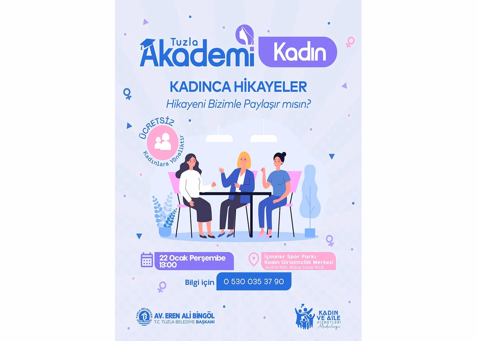 Tuzla Belediyesi'nden kadınlara anlamlı davet: "Kadınca Hikâyeler" buluşması