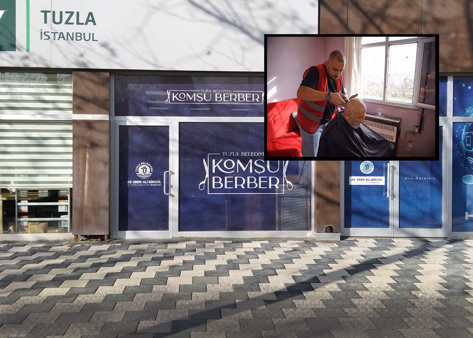 Tuzla’nın ‘Komşu Berber’i Şelale Park’ta hizmet vermeye başladı